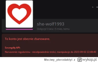 Msciwy_pterodaktyl - https://wykop.pl/ludzie/she-wolf1993
Naruszenie regulaminu - nie...