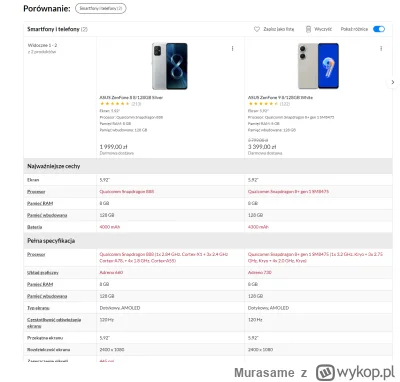 Murasame - Zastnawiam się czy jest w ogóle sens dopłacać do ZenFone 9 skoro różni się...