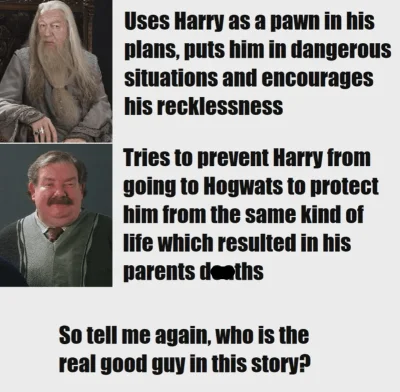 Trzesidzida - Zastanówcie się kto tak naprawdę chciał dla Harrego dobrze

#harrypotte...