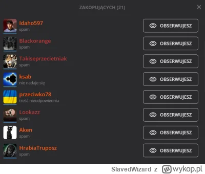 SlavedWizard - Lista wstydu: