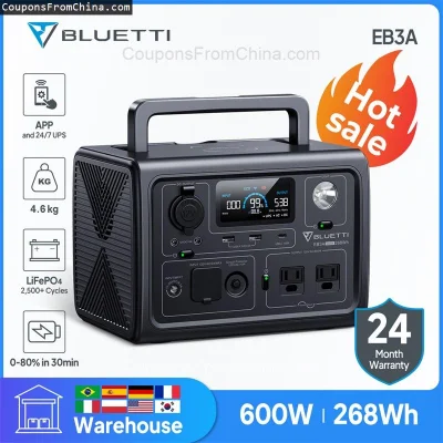n____S - ❗ BLUETTI EB3A 600W Portable Power Station 268Wh LiFePO4 [EU]
〽️ Cena: 267.2...