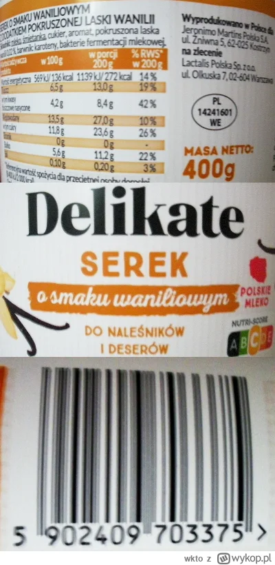 wkto - #listaproduktow
#sertwarogowy o smaku waniliowym Delikate #biedronka
aktualny ...