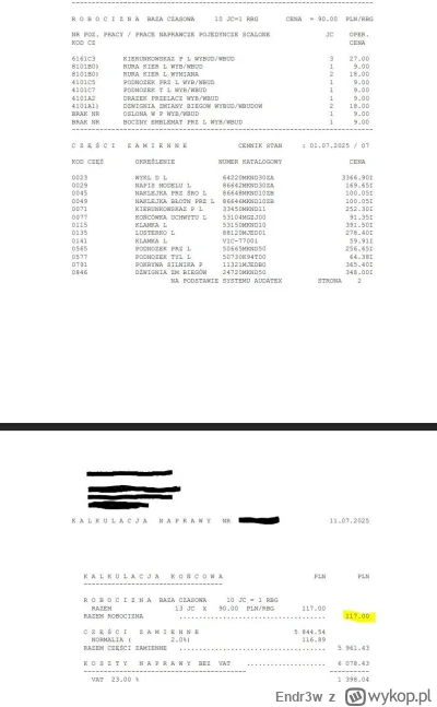 Endr3w - Kosztorys od ubezpieczyciela, robocizna ~120 zł xDDDD
#motocykle