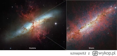 sznaps82 - Na ilustracji: galaktyka M82 (Galaktyka Cygaro) sfotografowana w 2006 roku...