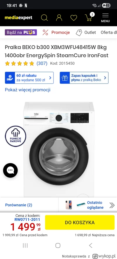 Notakaprawda - @asqzed: Przecież ta pralka teraz 1499zł kosztuje. A tak btw - co ma d...