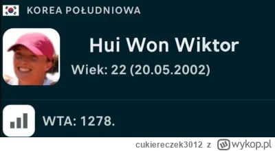 cukiereczek3012 - Na flashscorze jest koreańska tenisistka Hwui Won Wi, która... ma n...