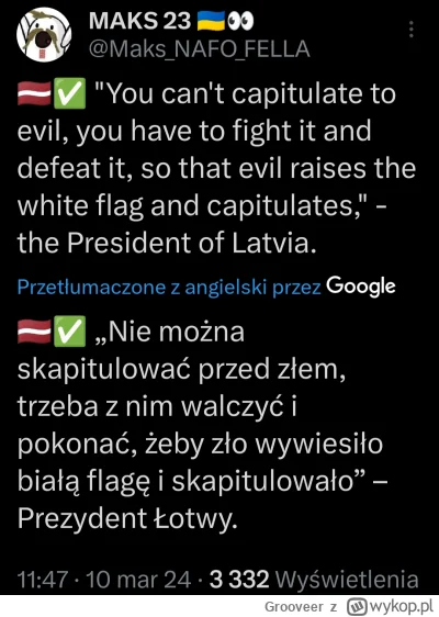 Grooveer - Prezydent Łotwy odniósł się do słów papieża
#wojna #ukraina #rosja #polity...