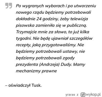 y.....s - Czy Tusk zaorał już TVP tak jak OBIECAŁ? Czy odblokował pieniądze z KPO tak...