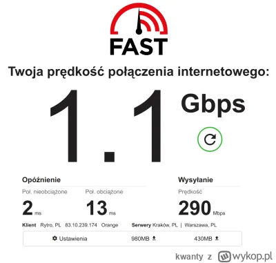 kwanty - U mnie światłowód + kabel.