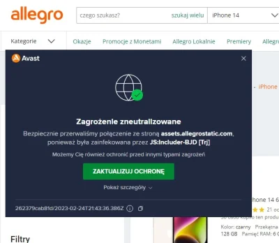 MyOwnWorstEnemy - OSTRZEŻENIE
ZNALEZIONO WIRUSA
#allegro #avast #cyberbezpieczenstwo