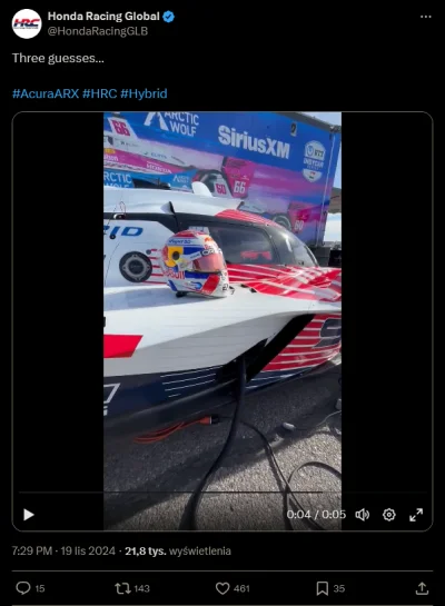 tryta - wieść twitterowa niesie że Verstappen testuje/będzie testować między innymi h...