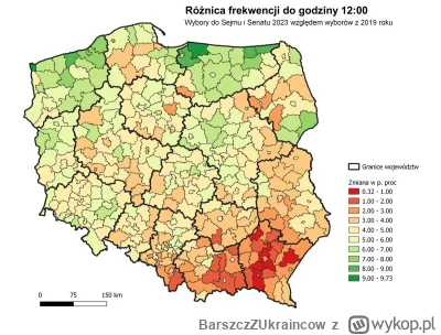 BarszczZUkraincow - Porównanie na godzinę 12 frekwencja 2023 vs 2019. 
Wygląda to cie...