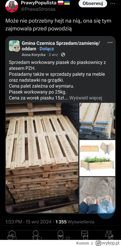 Koziom - Pisowcy szerzą narrację o jakieś kobiecie z Jagodna, co sprzedaje worki z pi...