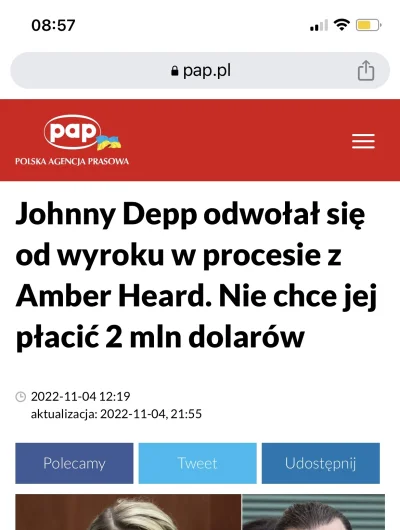 podomka - @abgaha: jak nie zarządzono?
W tym samym procesie Depp przegrał kontr pozew...