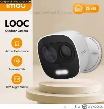 n____S - IMOU LOOC Wifi IP Camera 1080P IP65 [EU]
Cena: $44.99 (dotąd najniższa w his...