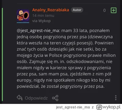 jestagrest-niema - #psiegryw twierdzi, że on zna tylko jedną pogryzioną osobę więc w ...