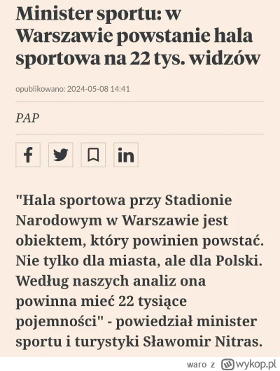 waro - Warszawa w końcu dostanie halę sportową z prawdziwego zdarzenia (bo Torwar to ...