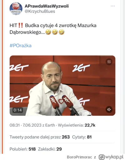 BoroPrimorac - Gomułka z PO sie zesral na wywiadzie bo nie zna polskiego hymnu XD Tam...