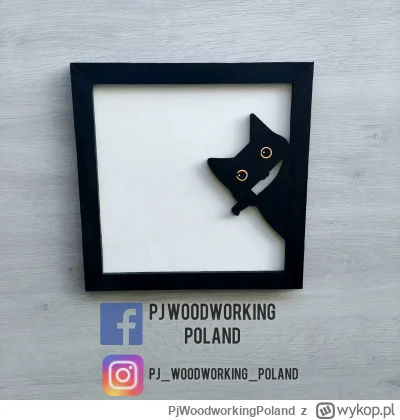 PjWoodworkingPoland - Obraz "Kot z nożem"  40x40 cm wykonany własnoręcznie ze sklejki...