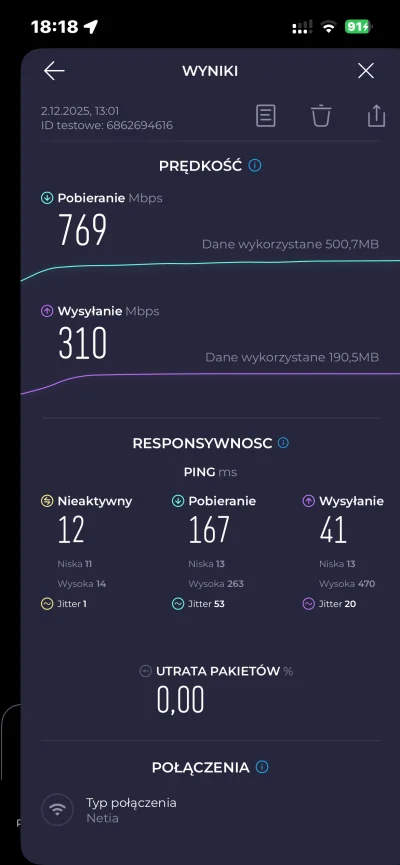 PoProstuOn - Tutaj test z iphona 13 pro. W komentarzu z S23. Łącze „do 1Gb/s”. Ehh, w...