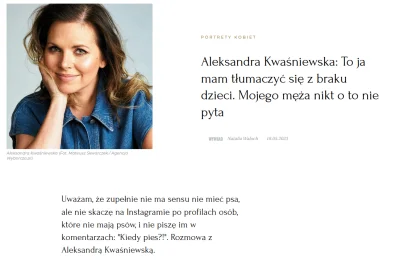 Poludnik20 - Aleksandra Kwaśniewska tłumaczy się dlaczego nie ma dzieci. Trochę chyba...