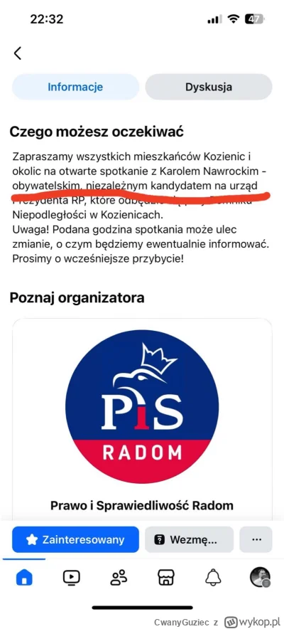 CwanyGuziec - Ciekawe dlaczego spotkanie z "niezależnym i obywatelskim kandydatem" or...