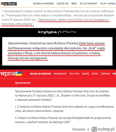 Taranov - Ordo Iuris nie dostało pieniędzy z Kremla nie ma na to dowodu i toczy się w...