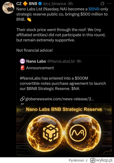 Pynkman - @elementarz1: nice, ładne wejście.

Info z dziś. Nanolabs zacieśnia współpr...