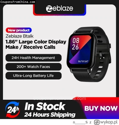 n____S - Zeblaze Btalk Smart Watch
Cena: $22.74 (dotąd najniższa w historii: $25.99)
...