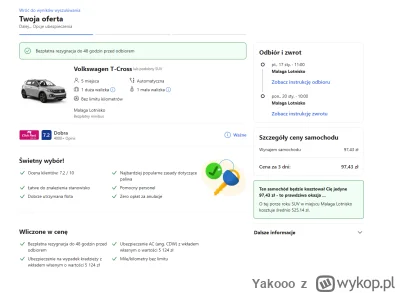 Yakooo - Czy cena wynajmu auta w Hiszpanii jest naprawdę taka niska? Jadę na trip do ...