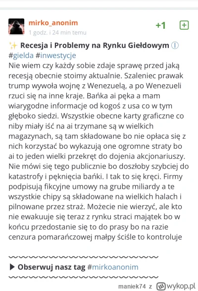 maniek74 - #gielda

kiedy skompromitowałeś się foliarskimi wysrywami na tagu i wstyd ...