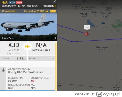 danek01 - Tutaj jakis amerykanski gagatek ze Squawk 7700. 
#wojna #flightradar24 #izr...