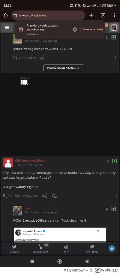 Malyburtownik - #administracja od jakiegoś czasu dostaje przekierowania z chroma na a...