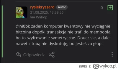 ni0bi - Nie mogę z niektórych pseudo znafcow na wykopie, gość rozpoczyna dyskusje, ja...
