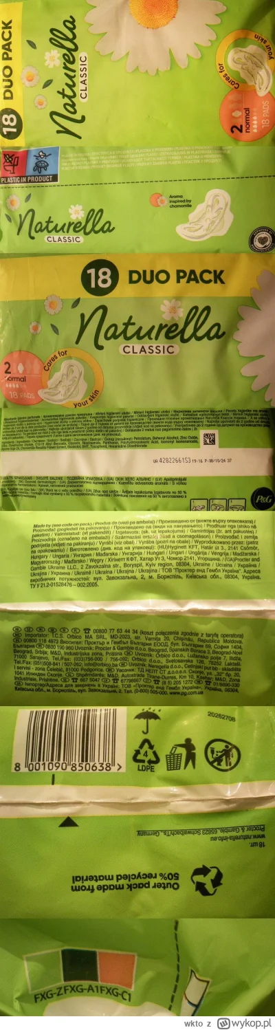 wkto - #listaproduktow
#podpaski 2 normal 18-pak Naturella Classic #naturella
aktualn...