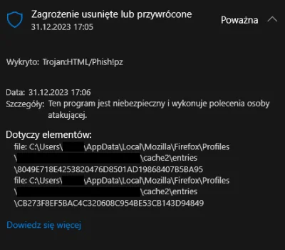 WebsterBolek - Cześć Mirki, od paru dni Microsoft Defender wykrywa wirusa w miejscu c...