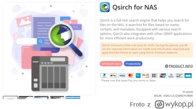 Froto - Qsirch za darmo na 2 lata 
https://software.qnap.com/qsirch.html
#qnap