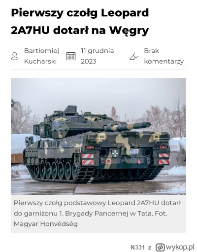 N331 - Węgrzy kupili czołg z najnowszymi rozwiązaniami w systemie prowadzenia ognia. ...