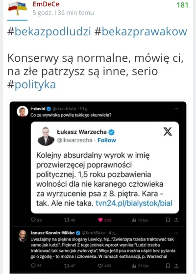 Mentiscapta - Lewary się zesrały, bo redaktor Warzecha wyraził opinię, że za zabicie ...