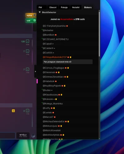 WykopX - @Kotouak jakbyś chciał zobaczyć kto cię blokuje to zapraszam na mirkoczat: