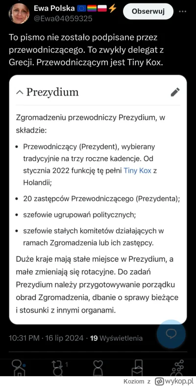 Koziom - Wychodzi na to, że pismo nie zostało podpisane przez przewodniczącego Rady E...