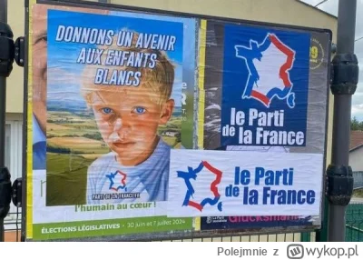 Polejmnie - We Francji  plakat „Dajmy białym dzieciom przyszłość”. Złożono na niego s...