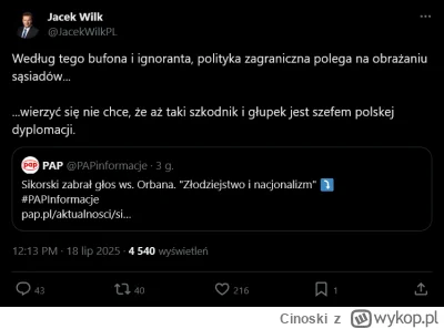 Cinoski - Chyba, że Braun podważa państwowość Ukrainy albo nazywa Litwę "żydowską kre...