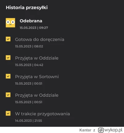 Kantar - Tak szybkiej przesyłki z inpostu jeszcze nie miałem.
Towar zamówiony o 20:30...