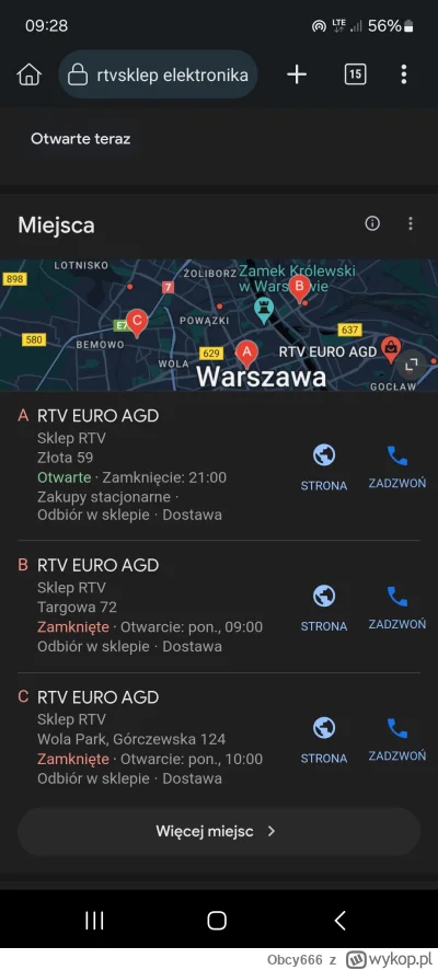 Obcy666 - Faktycznie jest dzisiaj otwarte w złotych tarasach RTV euro AGD ewentualnie...