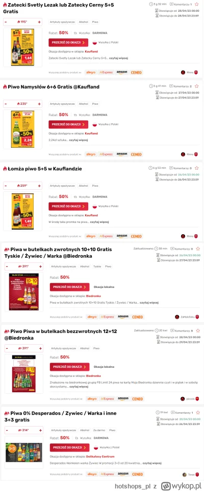 hotshops_pl - Promocje na Piwo przed majówką 12+12 i inne promocje zbiór okazji ze sk...