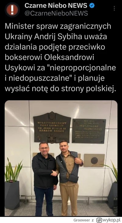 Grooveer - Niech spadają. Nawet sam Usyk nie ma żadnych pretensji do polskich służb.
...