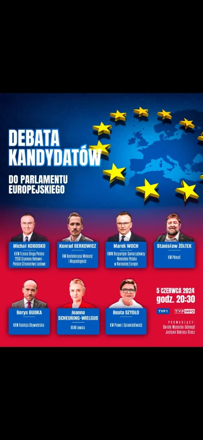 derek25 - Dzisiaj o godzinie 20:30 na TVP1 i TVP Info Debata przed Eurowyborami.
Będz...