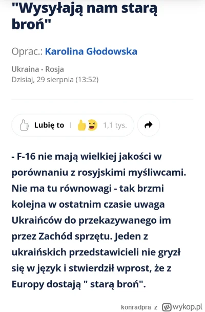 konradpra - #ukraina #wojna #rosja

F16 be. 
Pane daj F35. XD
Sekretarz ukraińskiego ...