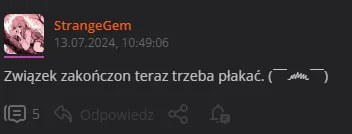 Latarenko - @StrangeGem: Nie dziwię się, że cię chłop zostawił.